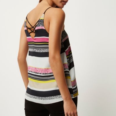 Pink candy stripe strappy cami